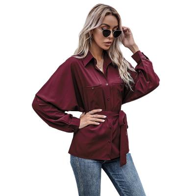 China New Women's Clothing Anti-pilling Chiffon Shirt Black Loose Top Fashion Long Casual Sleeve Shirt for sale