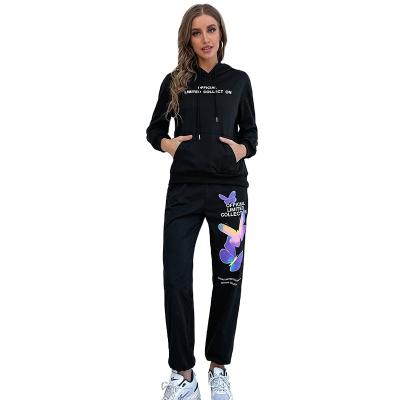 China 2021 Autumn Women's Winter Sportswear Women's Hoodie 2 Piece Sportswear Two Piece Pants Suit Loose for sale