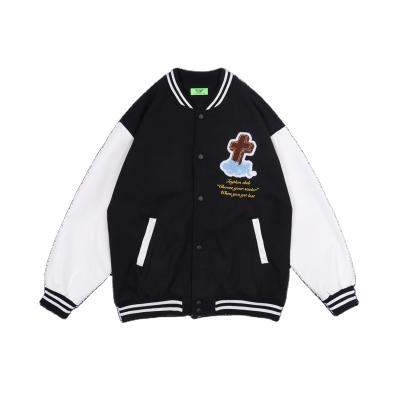 China 2022 Custom Logo Towel Embroidered Black Couple College Men's College Jacket Kleitman's Blue Varsity Jacket Baseball Windproof for sale