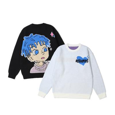 China Pullover Sweater Fashion OEM Cartoon Long Sleeve Jacquard Knit Pullover Crewneck Sweater Men for sale