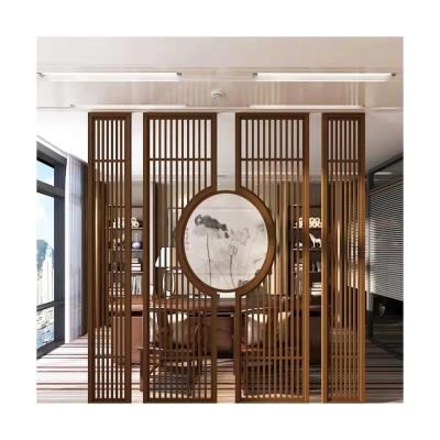 China New classic/postmodern hotel restaurant stainless steel metal wall partition room compartment folding decorative screen for sale