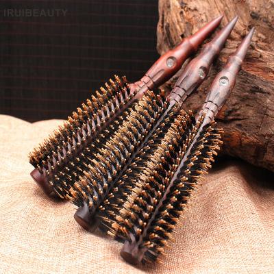 China High Cost Effective Heat Resistant Round Bristle Wooden Curly Hair Brushes for sale