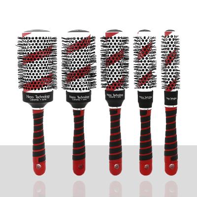 China Home Non-slip Handle Hair Comb and Sweep Brush Ceramic Rose Round Hair Brush for sale