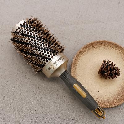 China Home Ionic Hair Straightener Brush Round Hair Brush Plastic Ceramic Round Brush For Corsican Hair for sale