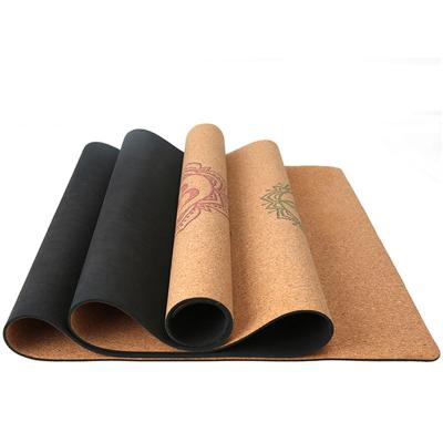 China High End Sweat Absorption Cork Mat And Non Slip Double Layer Cork Strip Yoga Mat Sports Mat Non Slip Non Slip for sale