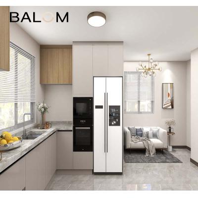 China European E1/E0 Health Standard Glossy Light Gray Kitchen Cabinet Cabinet PVC Panel For Kitchen Cabinet for sale