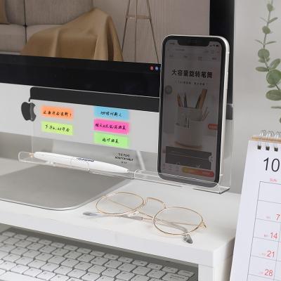 China New Self Adhesive Monitor Board Computer Monitor Screen Acrylic Note Boards Message Shelf Under Display for sale