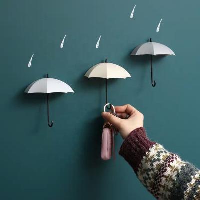 China Viable Creative Cute Door Stick Plastic Bathroom Kitchen Wall Small Umbrella Hook for sale