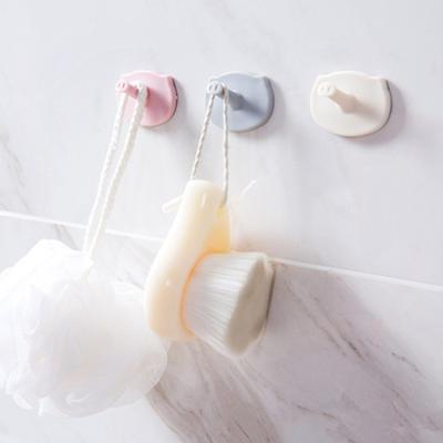 China Stocked Kitchen Instrument Wall Mounted Sticky Hanging Hooks For Sundries Wall Hook Plastic Adhesive Hook 3pcs for sale