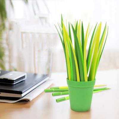 China office & School Pen 35 Pieces Amazon Original Selling Office Stationery Leaf Pen Silicone Green Grass Hot Pen Leaf Shaped Ballpoint Pen for sale