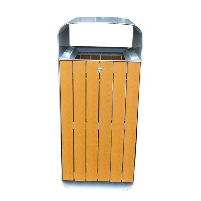 China Without Lid Factory Wholesale Outdoor Wooden Trash Bin Street WPC/PS Big Trash Can for sale