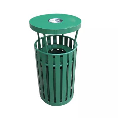 China Model HBS840 Viable Outdoor Black Metal Steel Round Garbage Bin For Sale for sale