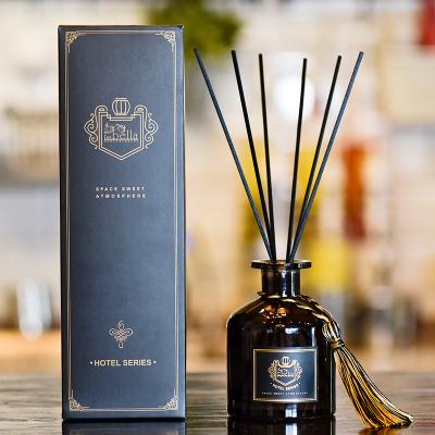 China Viable Odor Eliminator Hotel Smell Stick Rattan Black Private Label Factory Home Fragrance Reed Diffuser for sale