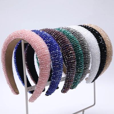 China Bling Glitter Friendly Crystal Diamond Jeweled Hair Rhinestone Padded Material Headband / Head Band For Women Headband for sale