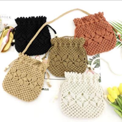 China Lady Cross Woven Macrame Shoulder Bags - High Quality Fashion Body Handbags Summer Beach Bag For Girls for sale