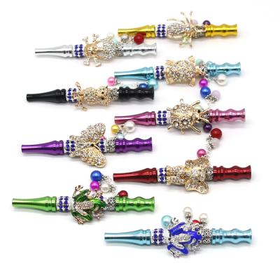 China Eco-Friendly Cool Animal Accessories Metal Pattern Bling Blunt Holder Herb Weed Cigarette Mouthpiece Smoking for sale