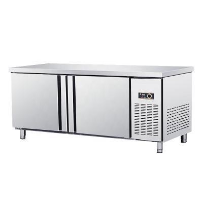 China Double-temperature stainless steel commercial freezer cabinet restaurant kitchen refrigeration cool-keeping work table. for sale