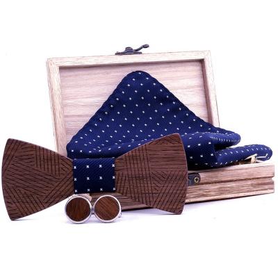 China Fashionable personalized handmade wooden bow tie men's gifts wedding party accessories in wooden storage box for sale