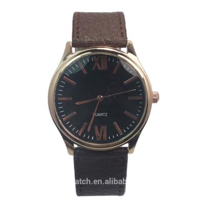 China Rose Gold Boys Cheap Leather Date Automatic Quartz Wrist Watch Genuine Leather Watches for sale