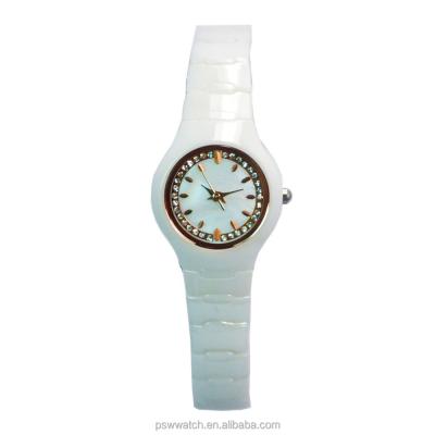 China Power Reserve Wrist Watch China Manufacturer Promotional Gift Set Lady Fashion White Ceramic Watch for sale