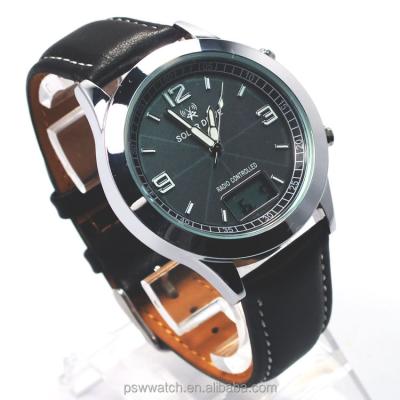 China Power Reserve New Fashion Black Genuine Leather Strap Men Watches With Solar Movement for sale