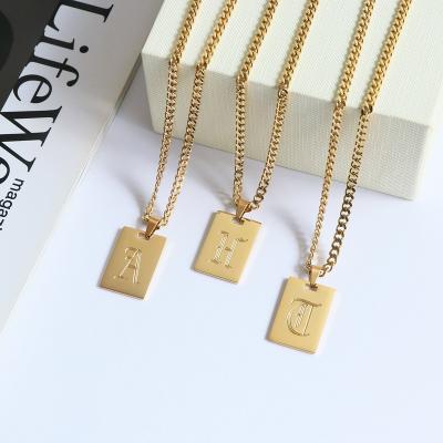 China Eco-Friendly Minimalist Bold Letter Necklace 18K Gold Chain Restriction Necklaces Custom Modern Mothers Day Gift for sale