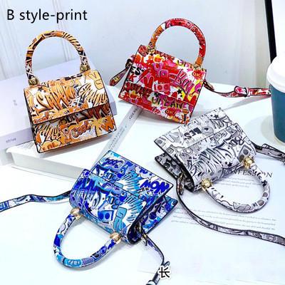 China Hot Selling Fashion Small Fashion Mini Handbag Pure Graffiti Ladies PU Colorful Girls Purse Bags for sale