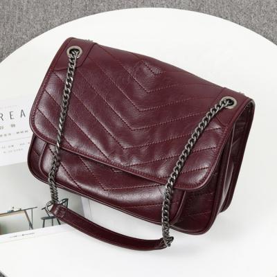 China Genuine leather chain embriodery designer fashion brand genuine leather handbag lady shoulder famous cross-body bag for women for sale