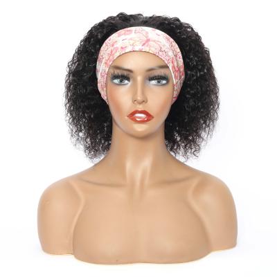 China Low Price Machine Made Soft Short Hair Band Wigs Soft Smooth Thick Curly Kinky Curly Virgin Hair Barely Shedding Cap 10A for sale