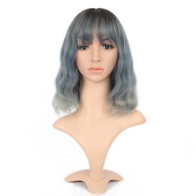 China Free sample wholesale cosplay synthetic barely shedding thick smooth soft blue ombre wigs seller for sale