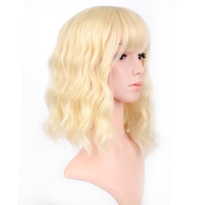 China Barely Shedding Blonde Short Cosplay Synthetic Wigs Thick Straight Soft Lead Hair Wholesale 613 for sale