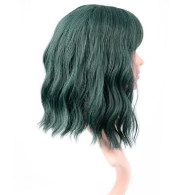 China Wholesale Barely Shedding Soft Thick Smooth Ombre Green Wigs Lace Front Wigs Synthetic Hair Heat Resistant Fiber Half Hand Tied Wigs for sale