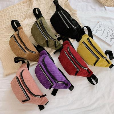 China Water Proof Wholesale Large Capacity Women Waterproof Waist Bags Outdoor Sports Running Gym Fanny Pack Corduroy for sale