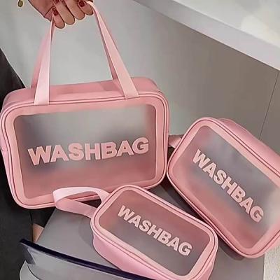 China Wholesale Custom Clear Durable Logo Travel Organizer Makeup Bag PVC PU Pouch Bulk Transparent Pink White Cosmetic Filter Frames for sale