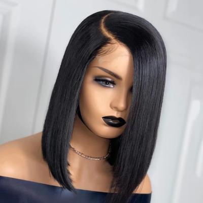 China Transparent Lace Straight Bob Wigs For Black Women Frontal Bob Wig Human Hair Lace Front Bob Wigs 13*4 Wholesale Silky Straight Wave for sale