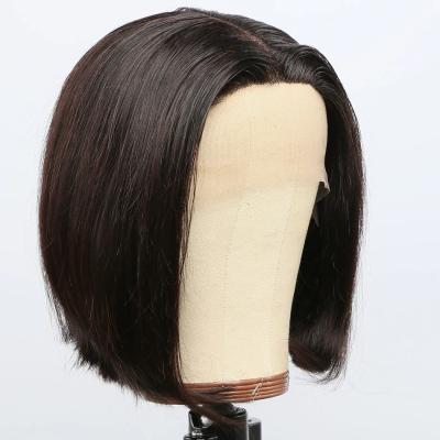 China Factory Direct Wholesale Swiss Straight Indian Hair Bob Wig Double Drawn Swiss Lace Front 13*4 Short Straight Bob Virgin Hair Wig for sale