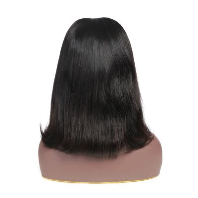 China Silky Straight Peruvian Human Hair Natural Wigs Short Bob Cut Hair Straight Virgin Single Lace 13x4 Peruvian Bob Wig Headband for sale