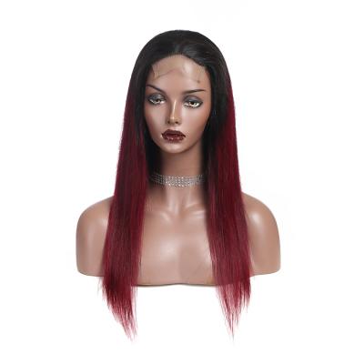 China Wholesale Cheap Silky Straight Hair Ombre Lace Wigs With Baby Hair 1B 99j Brazilian Lace Closure Human Hair Wigs For Black Women for sale