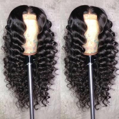 China Deep Loose Deep Wave Lace Front Human Hair Wigs Women 4*4 Lace Closure Wig For Indian Wholesale Black Pre Plucked Natural Swiss Lace for sale