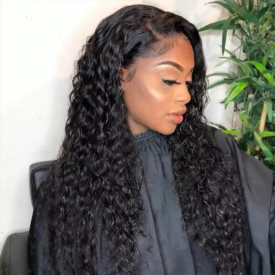 China 30Inch Water Wave 4x4 Wig Lace Front Human Hair Wigs For Black Women Short Curly Brazilian Deep Wave 13x4 Frontal Wig for sale