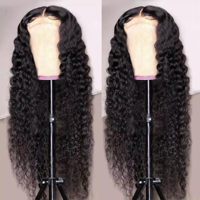 China Raw Unprocessed Deep Curly Indian Lace Front Human Hair Wig 100% Human Hair Wholesale Indian Swiss Deep Lace Frontal Wig 13*4 for sale