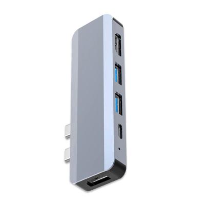 China Aluminum Alloy Multifunctional Card Reader Portable Multifunction Type-c 5in2docking station for computer mobile phone for sale