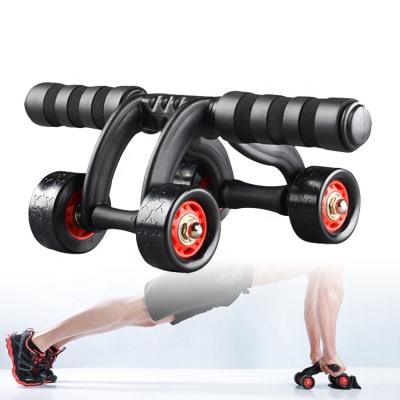 China Home Use Fitness Equipment Four Wheel Roller Workout Fitness Use Ab Wheel Ab Wheel Set With Knee Mat for sale