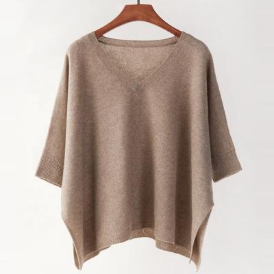 China Best 100% Cashmere Women Anti-pilling Cashmere Sweater Pure V-Neckline Poncho Sweater Pullover Plus Oversized for sale