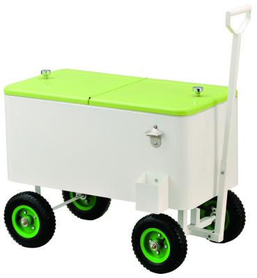 China Waterproof 80L pull-rod cooler box with four wheels for sale