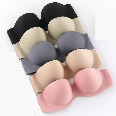 China New Arrival Antibacterial Factory Ladies Color Off Strapless Seamless Bandeau Push Up Bra Backless Strapless Bras for sale