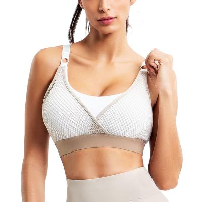 China Breathable Women's Padded Lift Up Double Layers Sports Bra Cross Back Sports Bra Top Fitness for sale