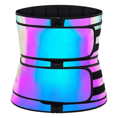 China New Design Logo Women Night Jogging Wear Tummy Control Breathable Custom Trimmer Double Belt Reflective Latex Waist Trainer for sale