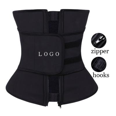 China Breathable In Running Double Belt Hooks And Adjustable Zipper Women Lose Fat Tummy Control Latex Waist Trainer Shaper for sale