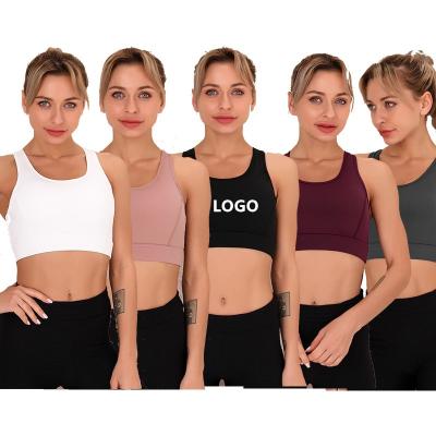 China Beautiful Dot Print Sports Bra High Quality Breathable Underwear Yoga Wear Vest Back Bras Shockproof Mesh Stitching Sports Breathable for sale